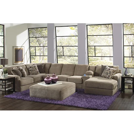 Six Seat Sectional Sofa with Console